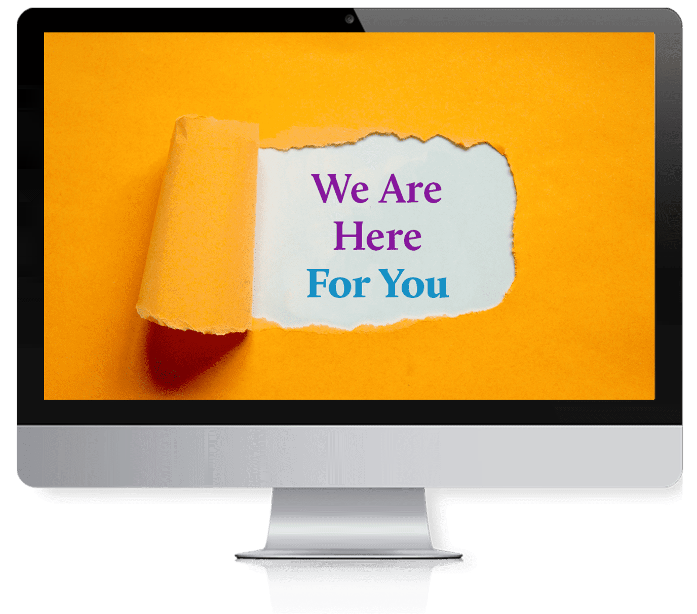 Yellow Banner in Desktop - We Are Here For You