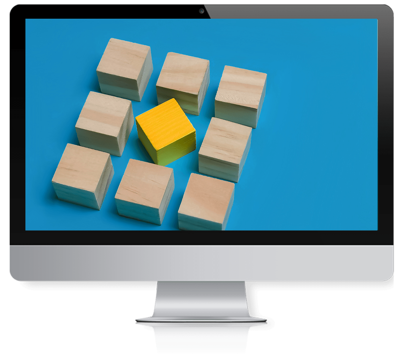 wooden blocks with yellow in desktop
